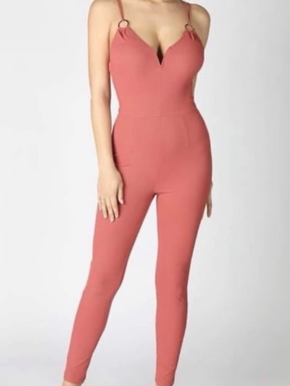 Nikibiki Coral-Rose Slim Jumpsuit with Ring Strap Detail